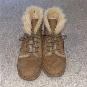 Brown Suede Fur-Lined Boots